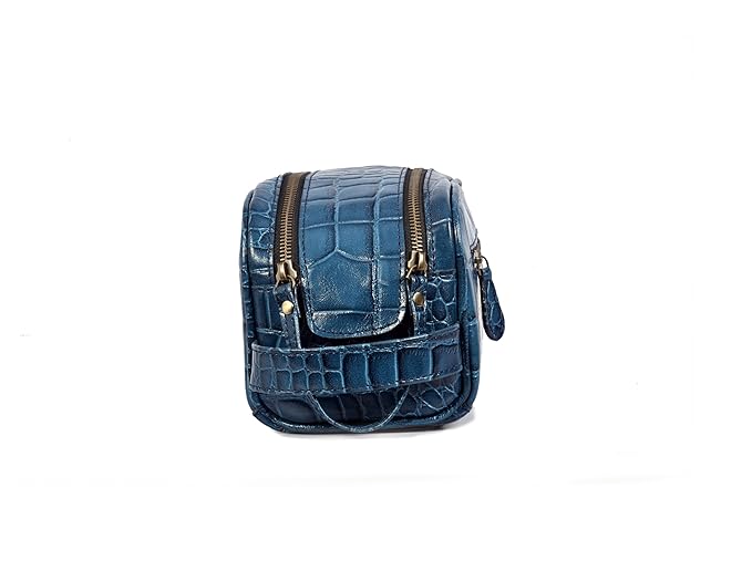 10" Premium Leather Toiletry Travel Pouch With Waterproof Lining Black Color | King-Size Handcrafted Vintage Shaving Kit By Aaron Leather Goods