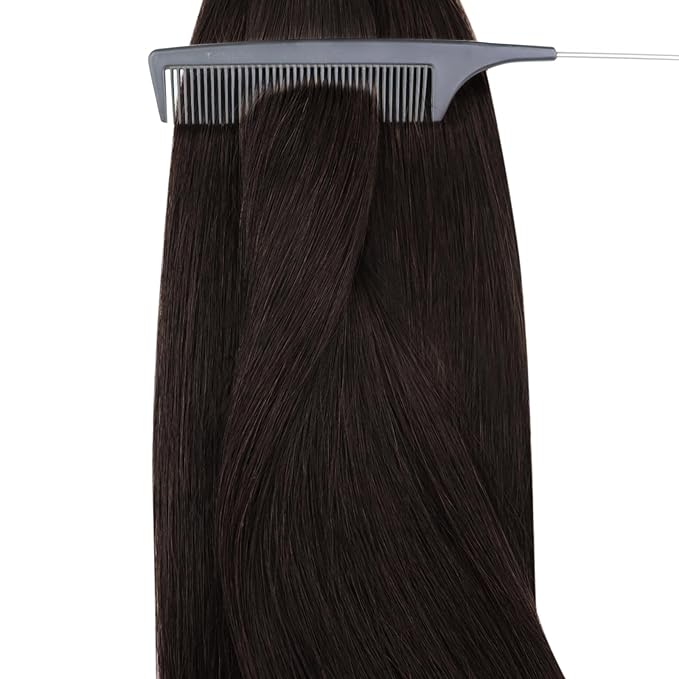 YoungSee Nano Extensions Human Hair Dark Brown Nano Ring Hair Extensions Human Hair Brown Nano-tips Hair Extension 20 Inch Nano-Link Hair Extension 1g/s 50s 50g for Wedding