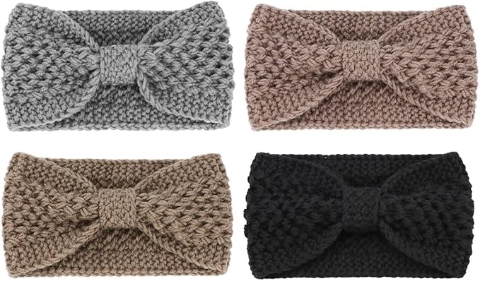 DRESHOW Knit Crochet Headband for Women Ear Warmer Soft Turban Stretch Warmer Headbands Winter Fashion Head Wrap
