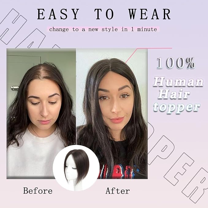 Hair Toppers for Women 10 Inch No Bangs Hairline Topper Wiglets Hairpiece Swiss Base Mixed Light Grey Hairline Topper Wiglets Hairpieces for Thinning Hair Swiss Base Mixed Light Grey (Grey)