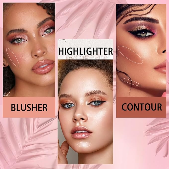 Coosa Blush Palette, Highlighter Contour Makeup Palette, Blush for Cheeks, All-In-One Bronzer Bright Shimmer Cosmetics Sets for Eyes, Lips & Cheeks