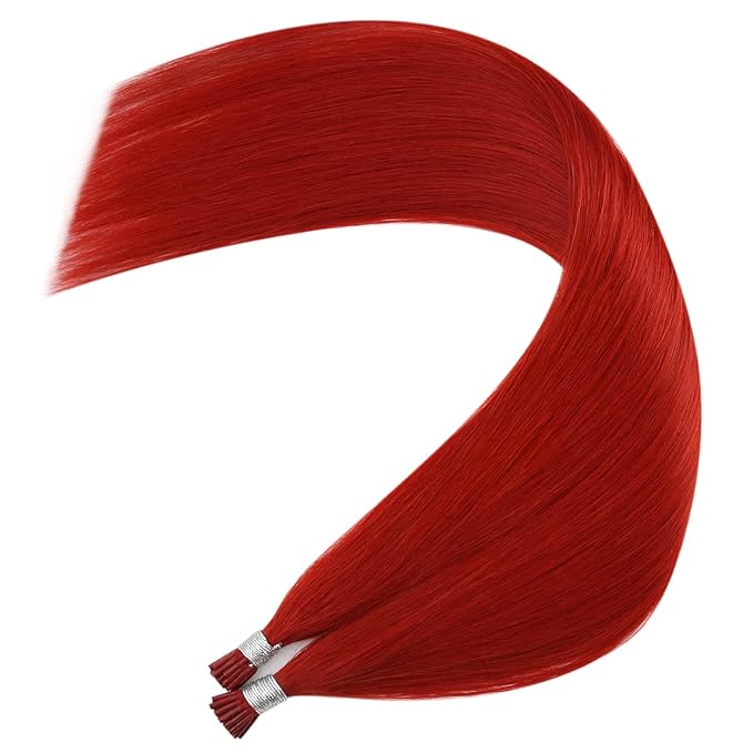 YoungSee Itip Human Hair Extensions Red I Tip Hair Extensions Human Hair Red 16Inch 40s 25g Itips Hair Extension Real Human Hair Cold Fusion Hair-Extension Colored for Party Highlights