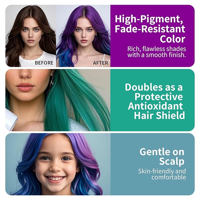 Temporary Hair Styling Color Serum, Green Blue Purple Red Hair Dye Color Gel Washable Natural Instant Hair Color Wax for DIY Hairstyle for Kids Men Women(White#88)