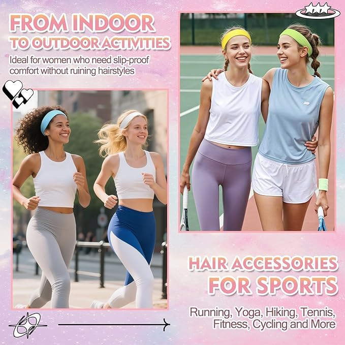 8Pcs Headbands for Women Girls Valentines Day Gifts, Stretchy Soft Neon Head Bands GiftSet Woman Gift for Her Fashion Hair Accessories hairband Galentines Gifts Christmas Easter Basket Stuffers