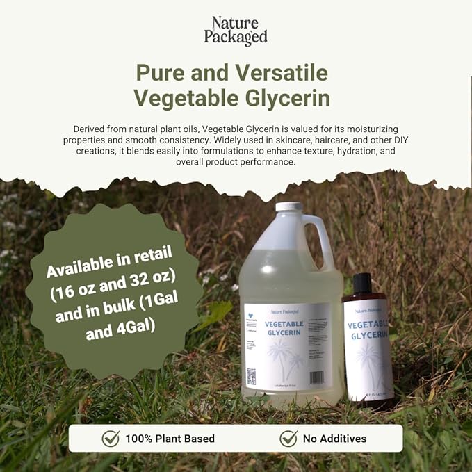 Vegetable Glycerin Oil - 100% Pure Plant Based Glycerol for DIY Skincare, Hair Care, Soap Making & Cosmetics - Vegan Moisturizing Humectant for Lotions & Creams - USP Grade 16oz 2packs