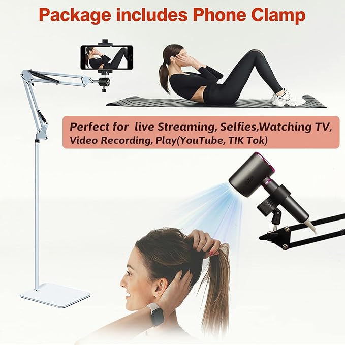 Hair Dryer Stand Holder Rotate Hands Free Hair Dryer Stand Holder，Adjustable Hands Free Blow Dryer Holder，Blow Dryer Stand Hands Free Clip Suitable for 99%