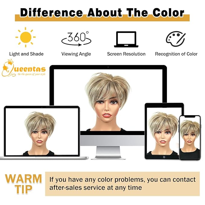 QUEENTAS Blonde Hair Topper for Women with Thinning Hair 6.5"*6"Large Coverage Short Synthetic Pieces with 5 Clips in Wiglets(Ombre Blonde)