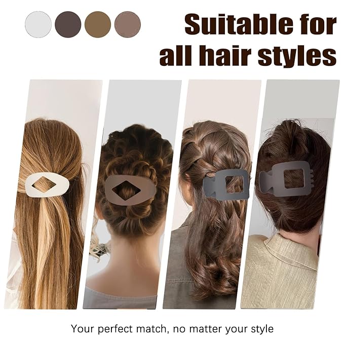 Large Flat Hair Clips for Woman,4PCS French Flat Hair Claw Clips,Duckbill Hair Clips for Thick and Thin Hair,Matte No-Slip Hair Clip Strong Hold Barrettes