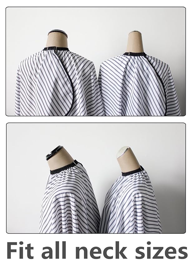 Professional Salon Cape Polyester Barber cape Hair Cut Cape,57”x66.8”,Black and White Stripes,C250023B-L