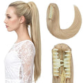 Hairro Ponytail Hair Extensions Claw Clip In Ponytails Jaw On Ponytail Extensions 100% Real Human Hair Long Straight Jaw/Claw Clips Pony Tail Hairpieces For Women 20 Inch 120g #613 Light Blonde