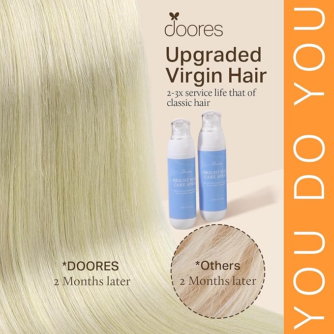 DOORES Human Hair Extensions Clip in Light Ash Brown to Ash Blonde, 150g 9pcs 14 Inch, Remy Straight Thick Hair