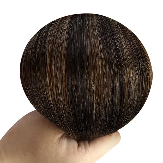 YoungSee 120G Human Hair Wire Extensions Balayage Invisible Wire Hair Extensions Darkest Brown Balayage Medium Brown Fish Line Extensions Hair Easy to Use 18Inch