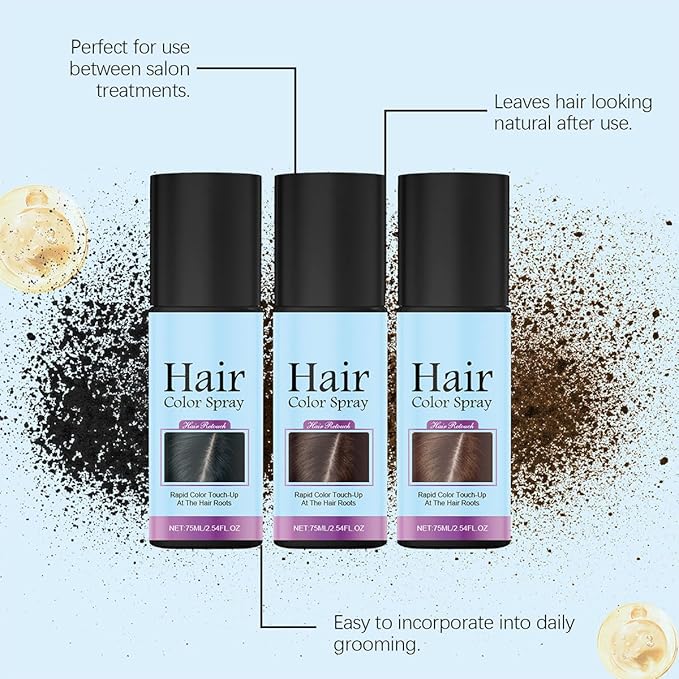 Temporary Root Touch Up Spray,Temporary Root Touch Up Hair Color Spray,Instant Covers Grey Hair (Black)