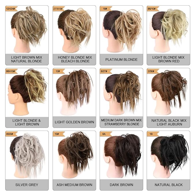 HMD Tousled Updo Bun Messy Bun Hair Piece Ponytail Bun With Elastic Rubber Band Updo Synthetic Hairpieces for Women