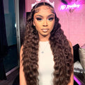 MEIMEI 250% Density HD Full Lace Front Wigs Human Hair Loose Deep Wave Chocolate Brown 15A Grade Real Full Large Lace Space Brown 13x4 Loose Wave Lace Frontal Wigs Human Hair Pre Plucked 34 Inch