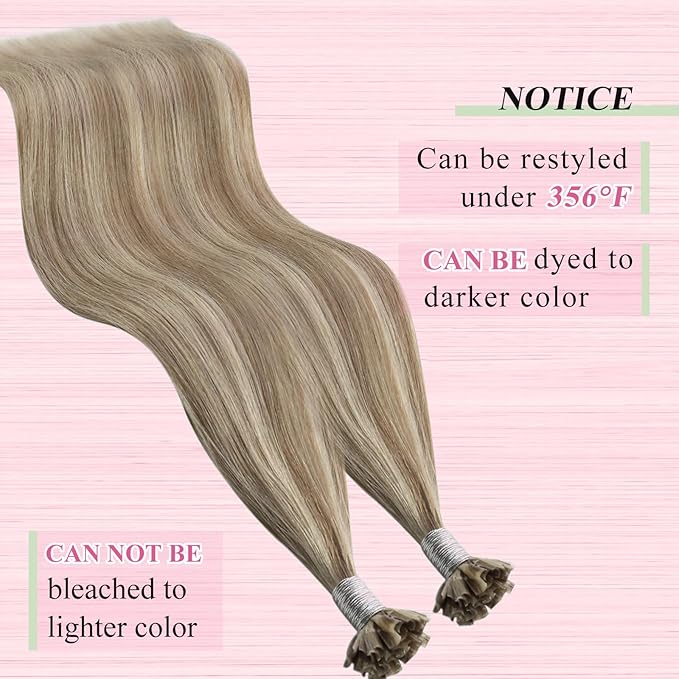 YoungSee Highlight U Tip Human Hair Extensions Light Brown Highlight Blonde Utip Extension Human Hair Silky Straight Pre Bonded K Tip Hair Extensions Add Volume Ktip Real Hair Extension 50s 50g 18in