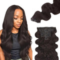 Lashey Seamless Clip in Hair Extensions Human Hair 150g 9pcs 24 Inch Body Wave #2 Dark Brown Clip for Women PU Weft Hair Extensions