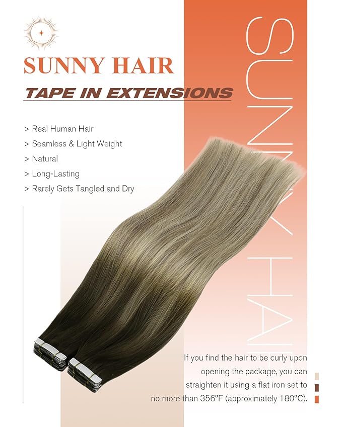 Sunny Hair Tape in Hair Extensions Human Hair Brown Balayage Blonde Tape in Extensions 22 Inch Real Hair Extensions Tape in 20Pcs 50g