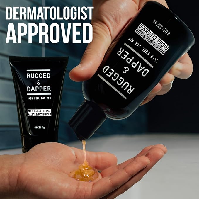 Daily Duo Skincare Set for Men | Includes Age + Damage Defense Moisturizer & Daily Power Scrub Face Wash