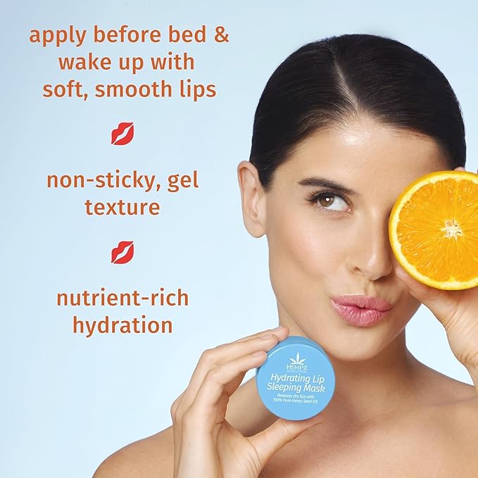 Hempz Hydrating Lip Sleeping Mask - Triple Moisture Fresh Citrus (.70 Oz.) | Overnight Hydrating Lip Balm with Triple Moisture SPF 15 Lip Balm, Ultra Hydrating Lip Care for Men or Women, .44 oz.