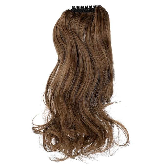 Claw Clip Ponytail Extension 18" Clip in Wavy Ponytail Hair Extensions Long Pony Tails for Women Extensions Light Chestnut Brown