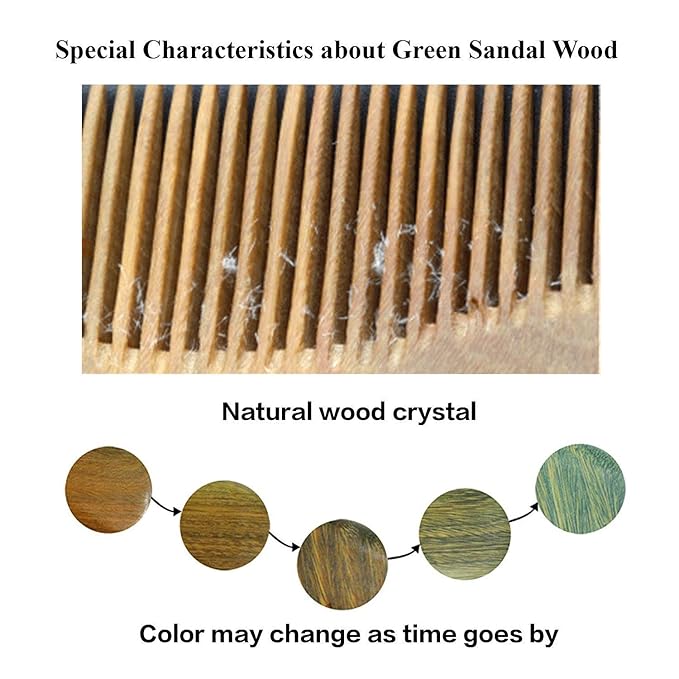 Onedor Buffalo Horn Handmade Sandalwood Hair Combs - Anti-Static Scented Natural Detangler Wooden Combs (Oval Wide Tooth)