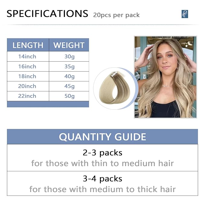 COOKAYU Invisible Tape in Hair Extensions Human Hair, Invisible Injected Tape in extensions Ash Brown to Platinum Blonde 16Inch 20pcs 35g Invisi Edge