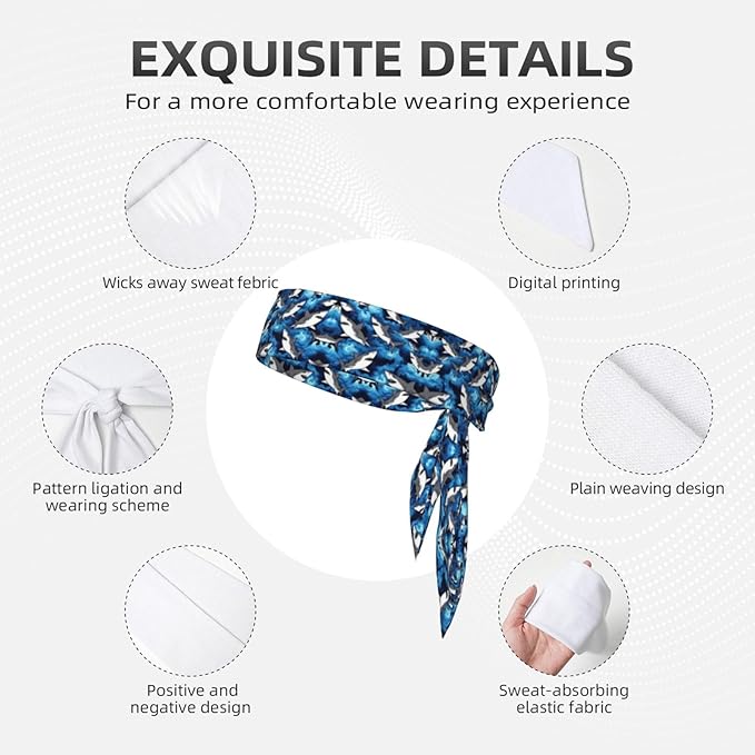 Boys Girls Sports Sweatbands, Boho Style Long Hair Band for Running Travel Spa, Lovely Cool Dinosaur And Ocean Sharks Headdress Hair Decor