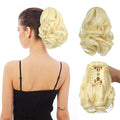 Ponytail Extension, Clip on Ponytails for Women, 9" Claw Clip in Short Curly Wavy Pony Hair Extension for Women - Bleach Blonde