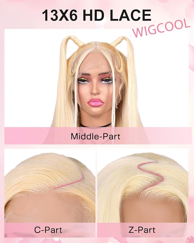 613 13x6 Lace Front Wig Human Hair Straight Blonde Wig Human Hair 613 HD Lace Frontal Wigs 180 Density No Synthetic Blend No Tangle No Shedding Triple Lifespan 3X 100% Real Human Hair 22 Inch