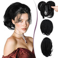 RUWISS Claw Clip Short Human Hair Ponytail Extension with Bendable Metals for DIY Styles Straight Messy Bun Hair Piece for Women Hairpieces for Daily Wear, 9 Inch Black