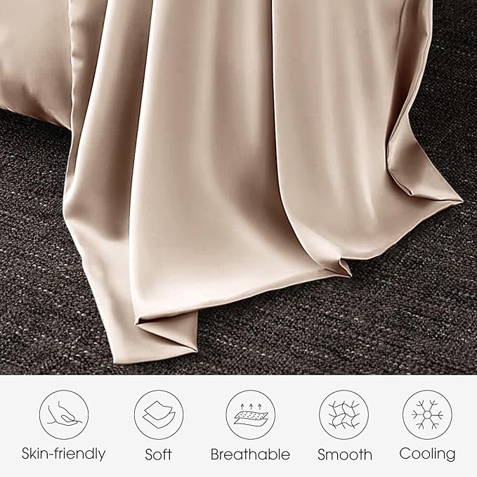 100% Silk Pillow Cases 2 Pack King Size Mulberry Silk Pillowcase for Hair and Skin Set of 2 Highest Grade 6A Silk Soft Breathable Cooling with Hidden Zipper, Taupe