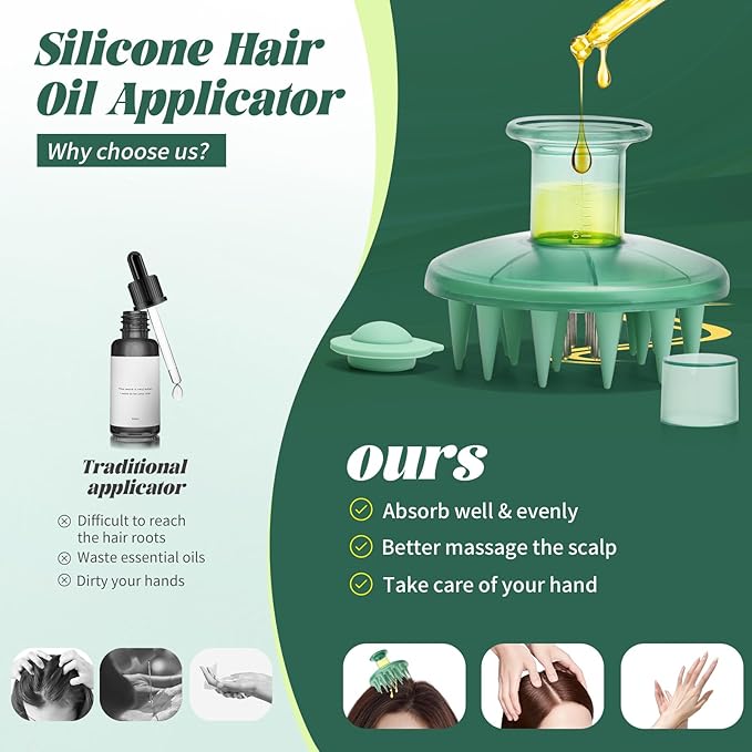 Scalp Massager Applicator Comb Silicone Hair Oil & Serum Brush for Even Distribution – No Mess, Easy-to-Use Scalp Treatment Tool for All Hair Types