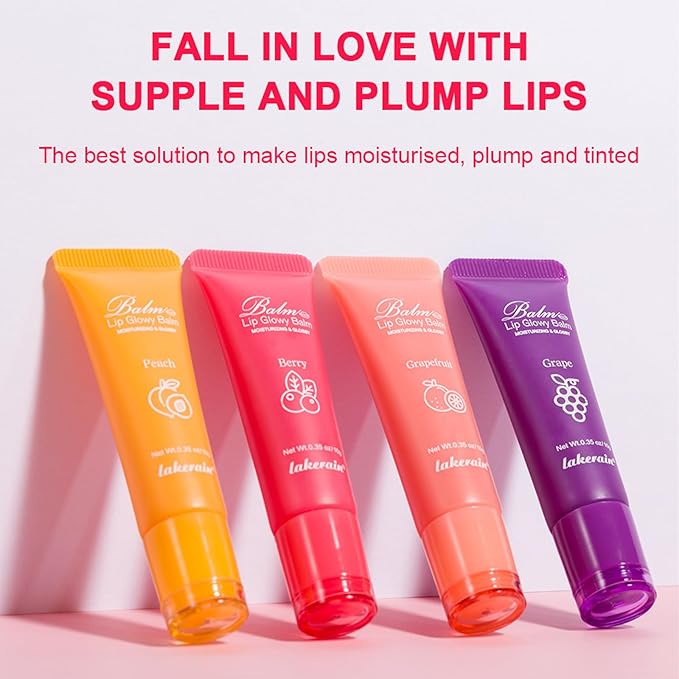 Lip Glowy Balm Hydrating Sleeping Lip Mask, Shine Glossy Finish Lip Oil - Reduce Lip Lines, Enhance Lip Color, Moisturizing & Plump Dry Chapped Lips Care Non-Sticky Lip Balm (#4 Grape)