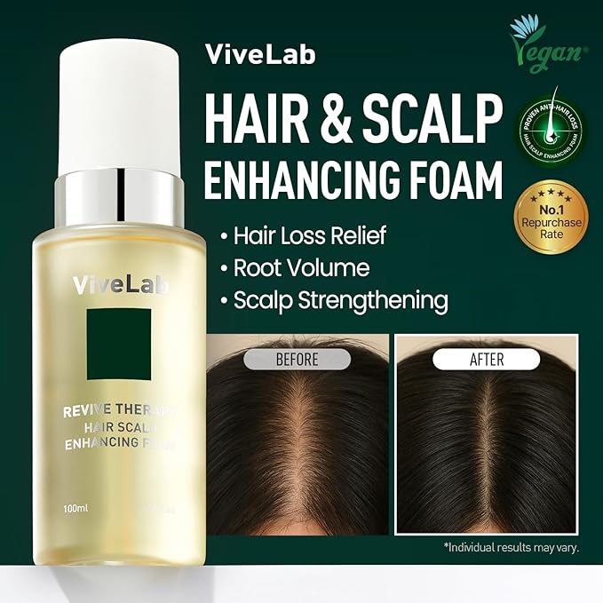 Revive Therapy Hair Scalp Enhancing Foam by ViveLab - Nighttime Care for Scalp, Vegan Formula 3.38 oz
