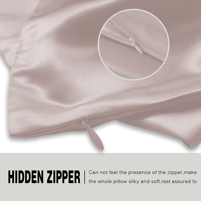 Natural Mulberry Silk Pillowcase for Hair and Skin Queen Size 20"X30" Silk Pillow Case with Hidden Zipper Soft Breathable Smooth Cooling Silk Pillow Covers for Sleeping(Apricot Gray,Queen,1Pcs)