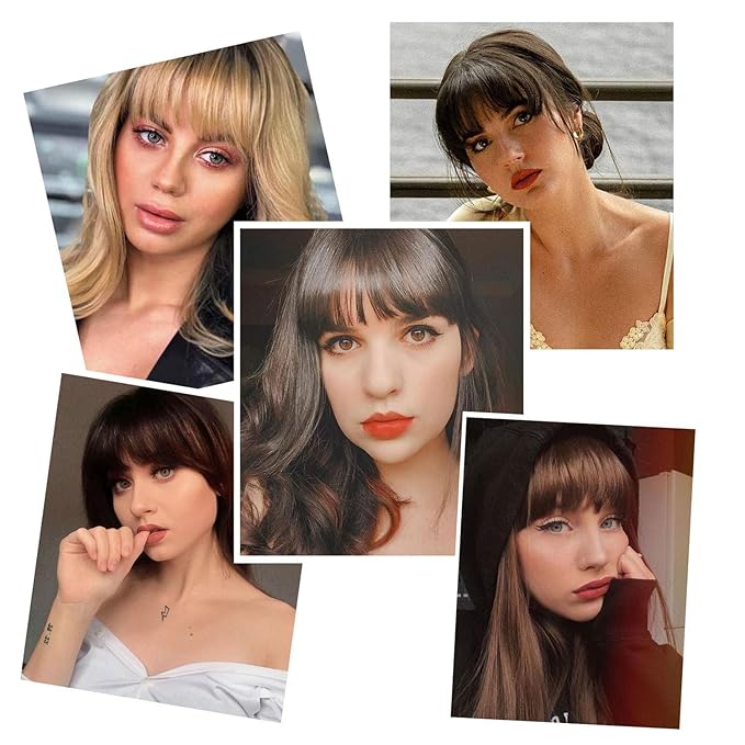 BOGSEA Clip in Bangs 100% Human Hair Bangs with Temples Bangs Hairpieces for Women Clip in Fake Bangs for Daily Wear (Dark Brown)