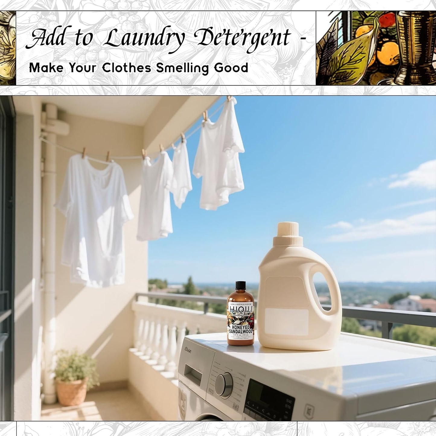 HIQILI Honeyed Sandalwood Fragrance Oil for Diffuser, Candle & Soap Making, Add to Dryer Balls, Lotion, Hotel Luxury Scents - 5.07 Fl Oz