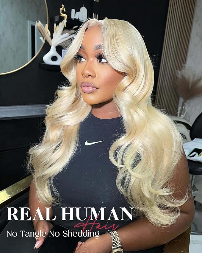 Alididi 613 Lace Front Wig Human Hair 13x4 Blonde Body Wave Hd Transparent Lace Frontal Wigs Human Hair Pre Plucked With Baby Hair 180% Density Blonde Glueless Wigs Human Hair 24 Inch
