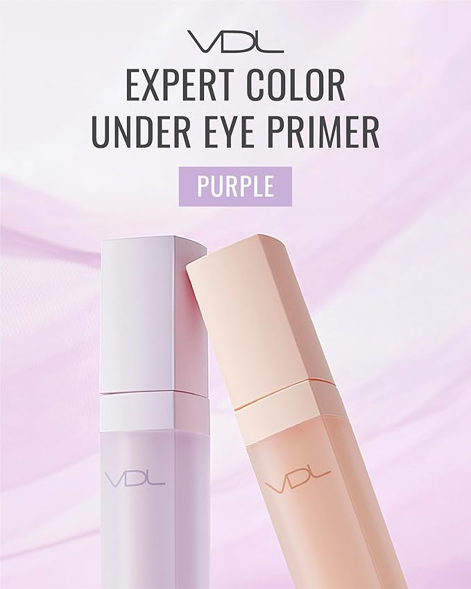 VDL Expert Color Under-Eye Primer (Purple, 0.19 oz) - Color-Correcting Concealer for Dark Circles, Uneven Skin Tone. Hydrating, Smooth. Korean Makeup.