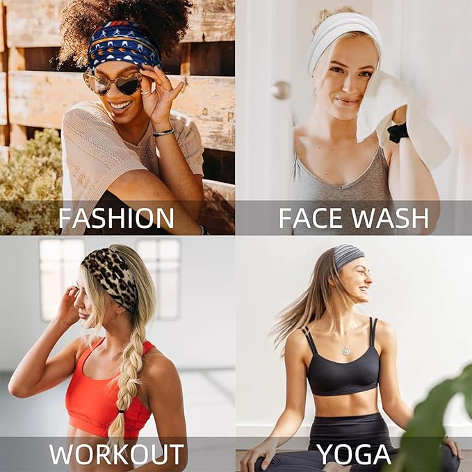 Huachi Wide Headbands for Women Non Slip, African Head Wraps for Black Women, Thick Womens Headbands Boho Elastic Hair Bands