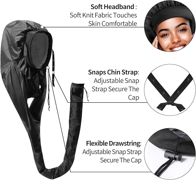 Hooded Hair Dryer Bonnet,Upgraded Dual-Tubes Even Heat Blow,Hands Free Drying for Thick or Curly Hair, Deep Conditioning at Home,Portable&Universal Diffuser Attachment Cap(Size L)