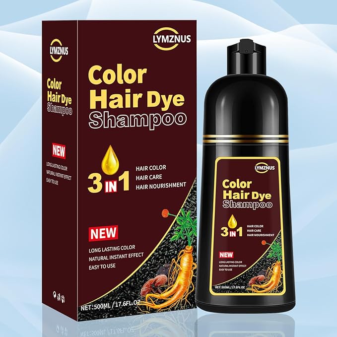Herbal Dark Brown Hair Coloring Shampoo for Women and Men - 3 in 1 for Gray Coverage, 100% Gray to Brown Hair Color, 500ml