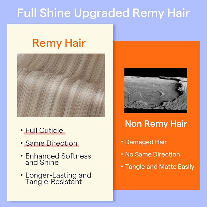 Full Shine Blonde Clip in Human Hair Extensions Highlights Remy Clip in Hair Extensions Double Weft Silky Straight 7 Pcs Invisible Natural Hair Ash Blonde Highlight 18 Inch 120 G