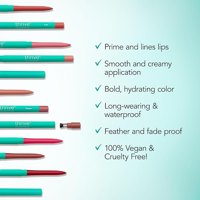 Thrive Causemetics Lip Filler Long-Wearing + Plumping Lip Liner, Shea Butter Hydrating Lip Plumper Retractable Lip Liner Pencil, Built In Sharpener, Vegan & Cruelty Free, Ruth (Peach Taupe)