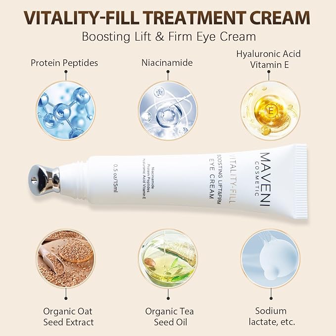 Vitality-Fill Boosting Eye Cream, Natural Anti Aging Under Eye Cream Lift & Firm,Reduce Wrinkles,Fine Lines,and Under Eye Bags,Dark Circles Under Eye Cream
