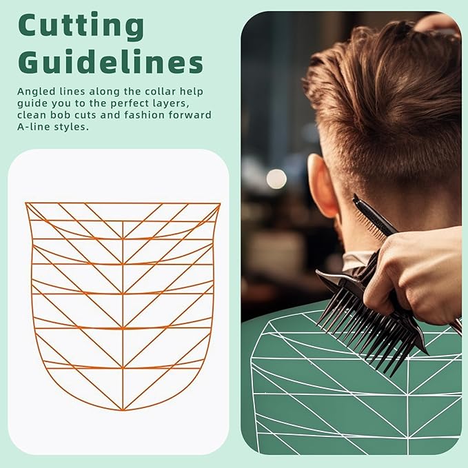 Professional Hair Cutting Cape with Geometric Grid Pattern, Longer Silicone Waterproof Cutting Mat,Neck Guide
