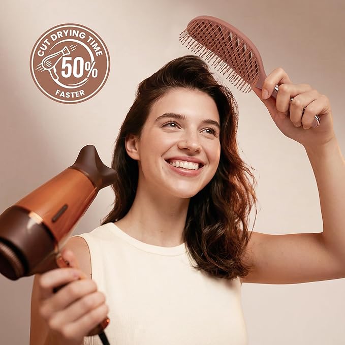 AIMIKE Detangler Brush, Wet Dry Vented Hair Brush w/Soft Bristles, Pain-Free Detangling Hairbrush Loosens Stubborn Tangles, Extra Gentle on Sensitive and Fine Hair, for Women & Kids