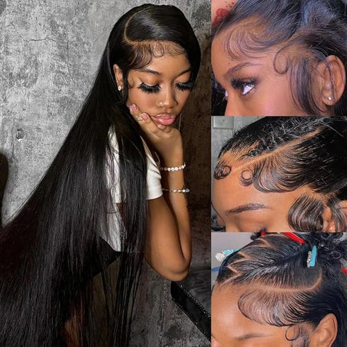 30 Inch 13x6 Lace Front Wigs Human Hair Pre Plucked 200 Density Straight Glueless Wig HD Transparent Human Hair Lace Front Wigs with Baby Hair Lace Front Wigs for Women