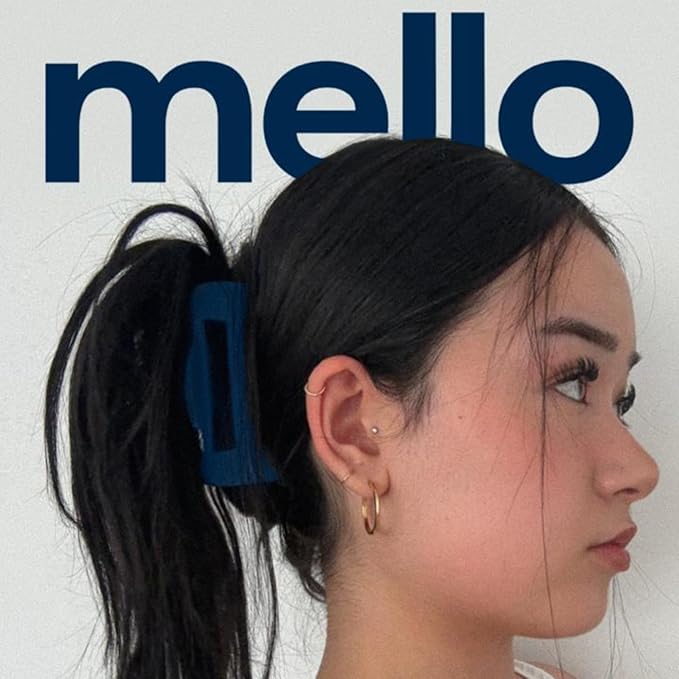 The Original Mello Hair Claw Clip Squishy Claw Clip Made in Korea Patent Pending 30021976 (Blue, Medium)